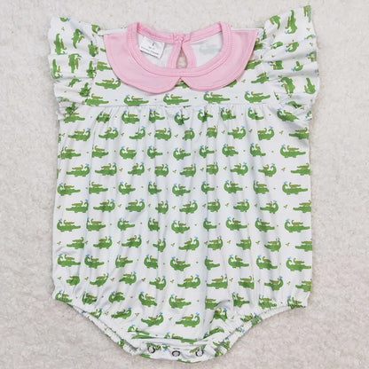 Hot Sale Infant Baby Girls Rompers Duck Flutter Sleeve Rompers Boutique Kids Clothes Sibling Onesie Toddler Girls Bubble Rompers