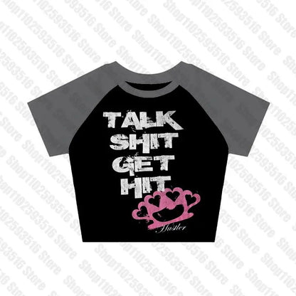 Crop Tops Y2k Vintage Top for Women 90s Vintage Clothes Women's Cropped Aesthetic Clothing Trashy Y2k 2000s Harajuku Emo Woman