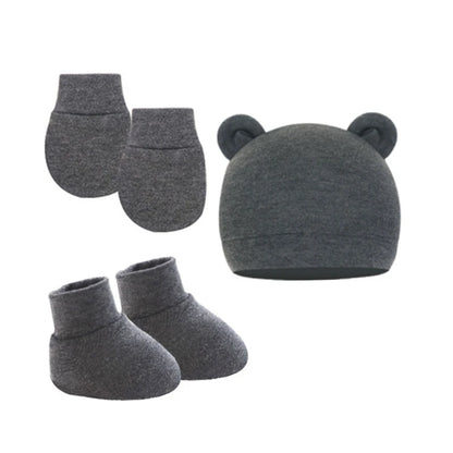 3Pcs Cotton Baby Beanie for Newborn Baby Bonnet Gloves Socks Set Baby Hat