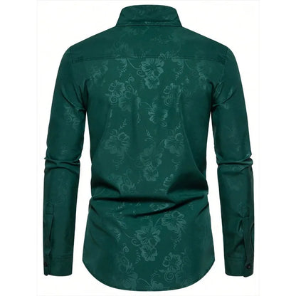 2025 Men New Shirts Fashion Printed Men's Long Sleeve Four Season Casual Streetwear Male Elastic Shirt