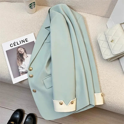 Blazer Women Clothing 2025 Spring and Autumn New Long Sleeve Pocket Casual Solid Temperament Blazers for Women Coat