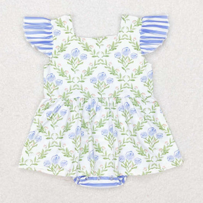 Hot Sale Infant Baby Girls Rompers Duck Flutter Sleeve Rompers Boutique Kids Clothes Sibling Onesie Toddler Girls Bubble Rompers