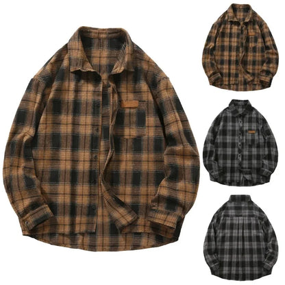 Men'S Casual Versatile Checkered Shirt Men'S Casual Loose Plaid Shirt Button Shirt Simple Fashion Everyday Chemises Hommes