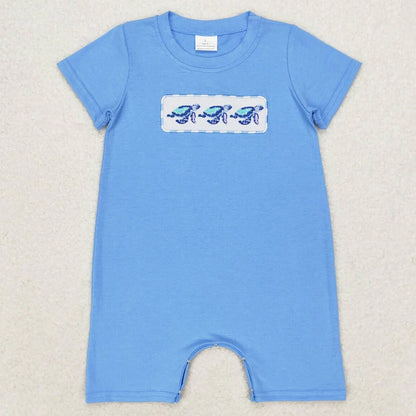 Boutique Infant Baby Girls Rompers Embroidery Camo Ducks Rompers Toddler Boys Rompers Sibling Girls Clothing Wholesale Jumpsuits