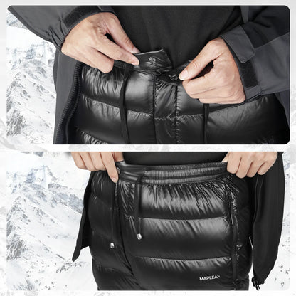 Mapleaf Down Pants Ultralight Warm 800FP Winter Snow Pants With Zipper Pockets Windproof Waterproof Camping Home Unisex
