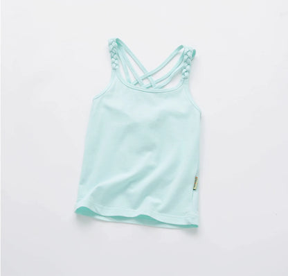 2022 Girls Summer Tank Tops Cotton Kids Underwear Model Candy Color Girl Camisole Baby Singlets Children Undershirt Sports Top