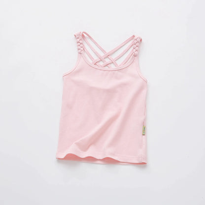 2022 Girls Summer Tank Tops Cotton Kids Underwear Model Candy Color Girl Camisole Baby Singlets Children Undershirt Sports Top