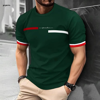 Men's T-Shirt Fashion Design Simple Printed Short Sleeve T-Shirt Oversized Sports Round Neck Tops Summer Men's Casual Clothing