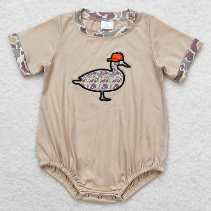 Boutique Infant Baby Girls Rompers Embroidery Camo Ducks Rompers Toddler Boys Rompers Sibling Girls Clothing Wholesale Jumpsuits