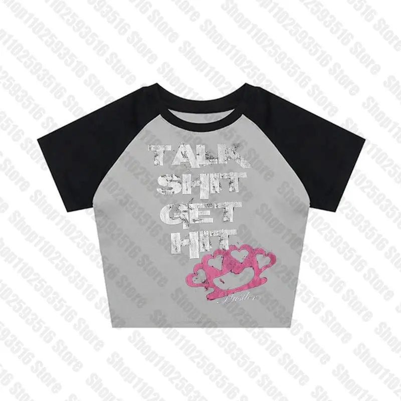 Crop Tops Y2k Vintage Top for Women 90s Vintage Clothes Women's Cropped Aesthetic Clothing Trashy Y2k 2000s Harajuku Emo Woman