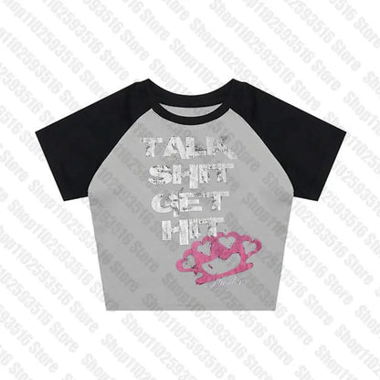 Crop Tops Y2k Vintage Top for Women 90s Vintage Clothes Women's Cropped Aesthetic Clothing Trashy Y2k 2000s Harajuku Emo Woman
