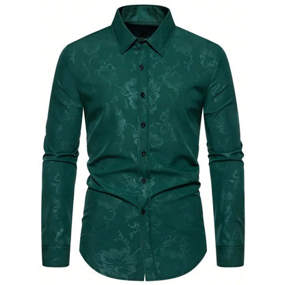 2025 Men New Shirts Fashion Printed Men's Long Sleeve Four Season Casual Streetwear Male Elastic Shirt