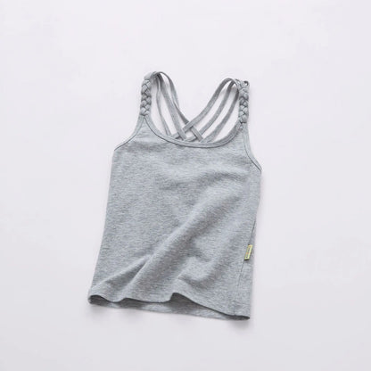 2022 Girls Summer Tank Tops Cotton Kids Underwear Model Candy Color Girl Camisole Baby Singlets Children Undershirt Sports Top