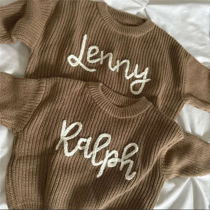 Personalized Birth Announcement, Hand Embroidered Baby Announcement, Newborn Baby Sweater, Custom Name Baby Sweater Baby Gifts