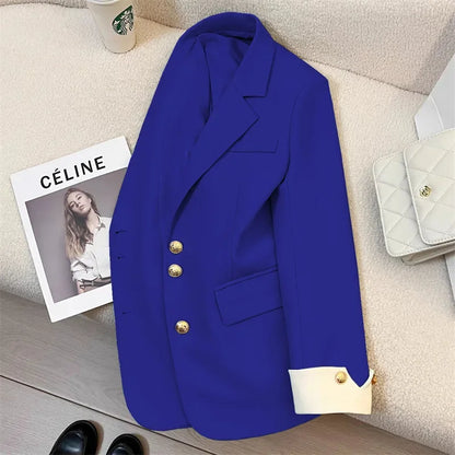 Blazer Women Clothing 2025 Spring and Autumn New Long Sleeve Pocket Casual Solid Temperament Blazers for Women Coat