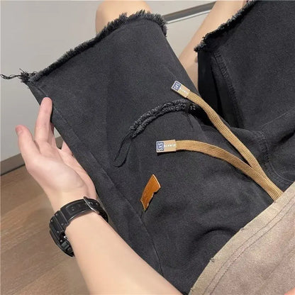 Ripped Denim Shorts Men's Breasted Five-point Design Sense High Street Beggar Medium Pants
