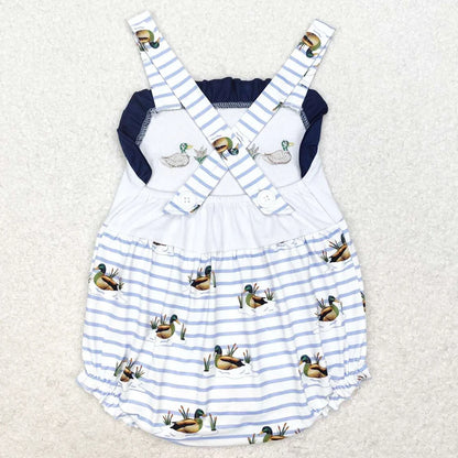 Boutique Infant Baby Girls Rompers Embroidery Camo Ducks Rompers Toddler Boys Rompers Sibling Girls Clothing Wholesale Jumpsuits