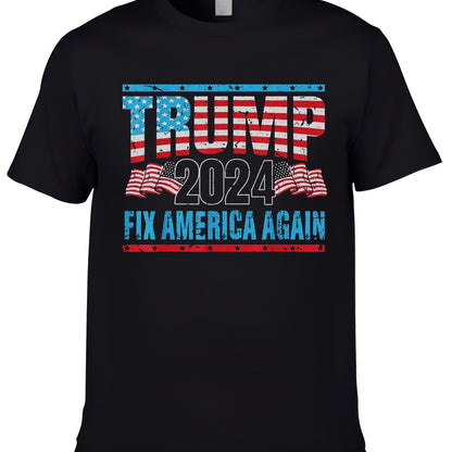 TRUMO 2024 FIX AMERICA AGAIN Unisex Black Printed T-shirt L-4XL