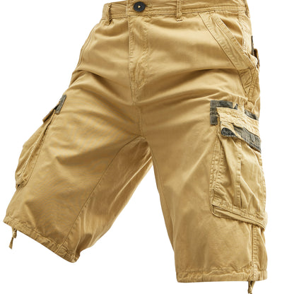 Men's 100% Cotton Washed Outdoor Cargo Shorts - Multi-Pocket Durable Casual Hiking Shorts for Spring Summer Fall, Regular Fit with Zippered Pockets (Hand Wash Only), Western Shorts, Adventure Clothing, Nonstretch Fabric