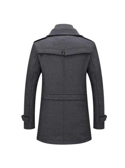 Men's Business Woolen Coat Fashion Double Collar Mid-length Woolen Jacket For Autumn/ Winter