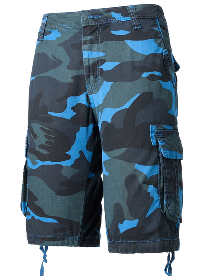 Men's Casual Camouflage Pattern Cargo Shorts, Chic Cotton Outdoor Shorts For Summer Hiking, Bermuda Shorts
