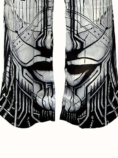Men's Drawstring Wide Leg Pants Beach Pant Trendy Pattern Casual Baggy Pants Yoga Trousers Streetwear Hiphop Rapper Style, Fluid Pants