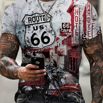 Motorcycle rider 3D digital pattern printed T-shirt, casual street style T-shirt, short-sleeved comfortable pullover, suitable for men's summer clothing