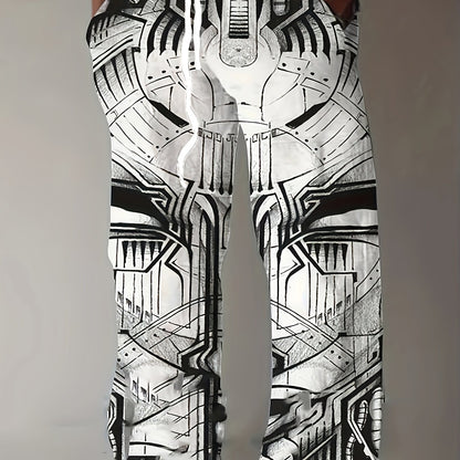 Men's Drawstring Wide Leg Pants Beach Pant Trendy Pattern Casual Baggy Pants Yoga Trousers Streetwear Hiphop Rapper Style, Fluid Pants