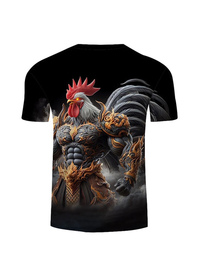 Men's Plus Size Street Style 3D Printed T-Shirt - Comfortable Polyester Blend, Round Neck, Short Sleeve for Summer Sports, PLUS SIZE