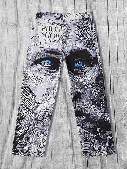 Men's Drawstring Wide Leg Pants Beach Pant Trendy Pattern Casual Baggy Pants Yoga Trousers Streetwear Hiphop Rapper Style, Fluid Pants