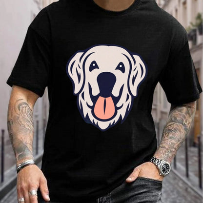 Golden retriever printed T-shirt, men's T-shirt, summer casual short sleeve t-shirt