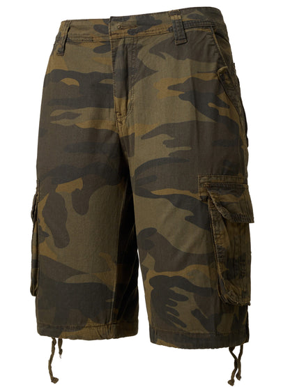 Men's Casual Camouflage Pattern Cargo Shorts, Chic Cotton Outdoor Shorts For Summer Hiking, Bermuda Shorts