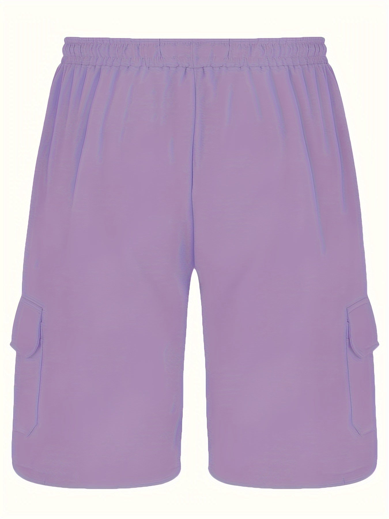 Durable Casual Men's Drawstring Cargo Shorts - Mid-Waist Solid Color with Flap Pockets for Spring/Fall