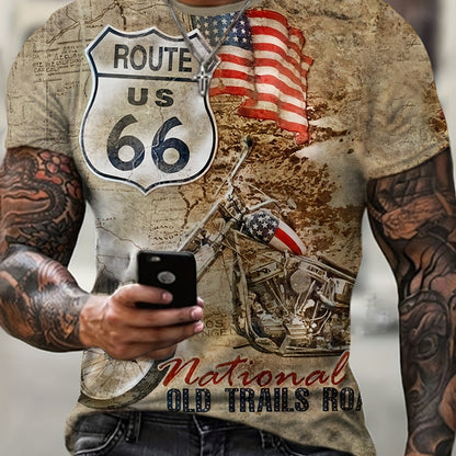 Motorcycle rider 3D digital pattern printed T-shirt, casual street style T-shirt, short-sleeved comfortable pullover, suitable for men's summer clothing
