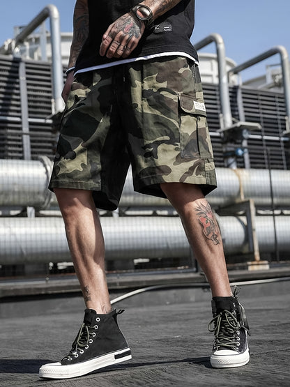 Camouflage Print Men's Cargo Shorts Pants Outdoor Hiking Multi-Pocket Utility Shorts, Casual Style, For Summer