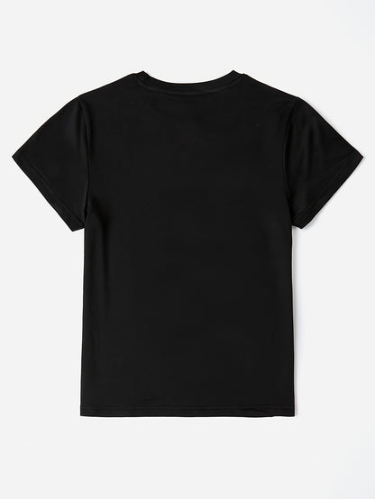 Letter Printed T-Shirt - Relaxed Casual Style with Slightly Elastic Fabric and Classic Round Neck Design - Perfect for Men in Summer and Autumn