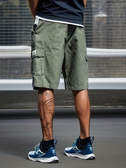 Chic Cargo Shorts, Men's Casual Multi Pocket Cargo Shorts For Summer Outdoor Activities, Bermuda Shorts