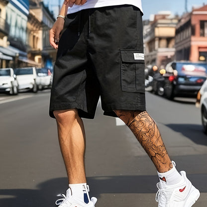 Chic Cargo Shorts, Men's Casual Multi Pocket Cargo Shorts For Summer Outdoor Activities, Bermuda Shorts