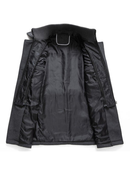 Men'S Business Woolen Coat Fashion Double Collar Mid-length Woolen Jacket For Autumn/ Winter