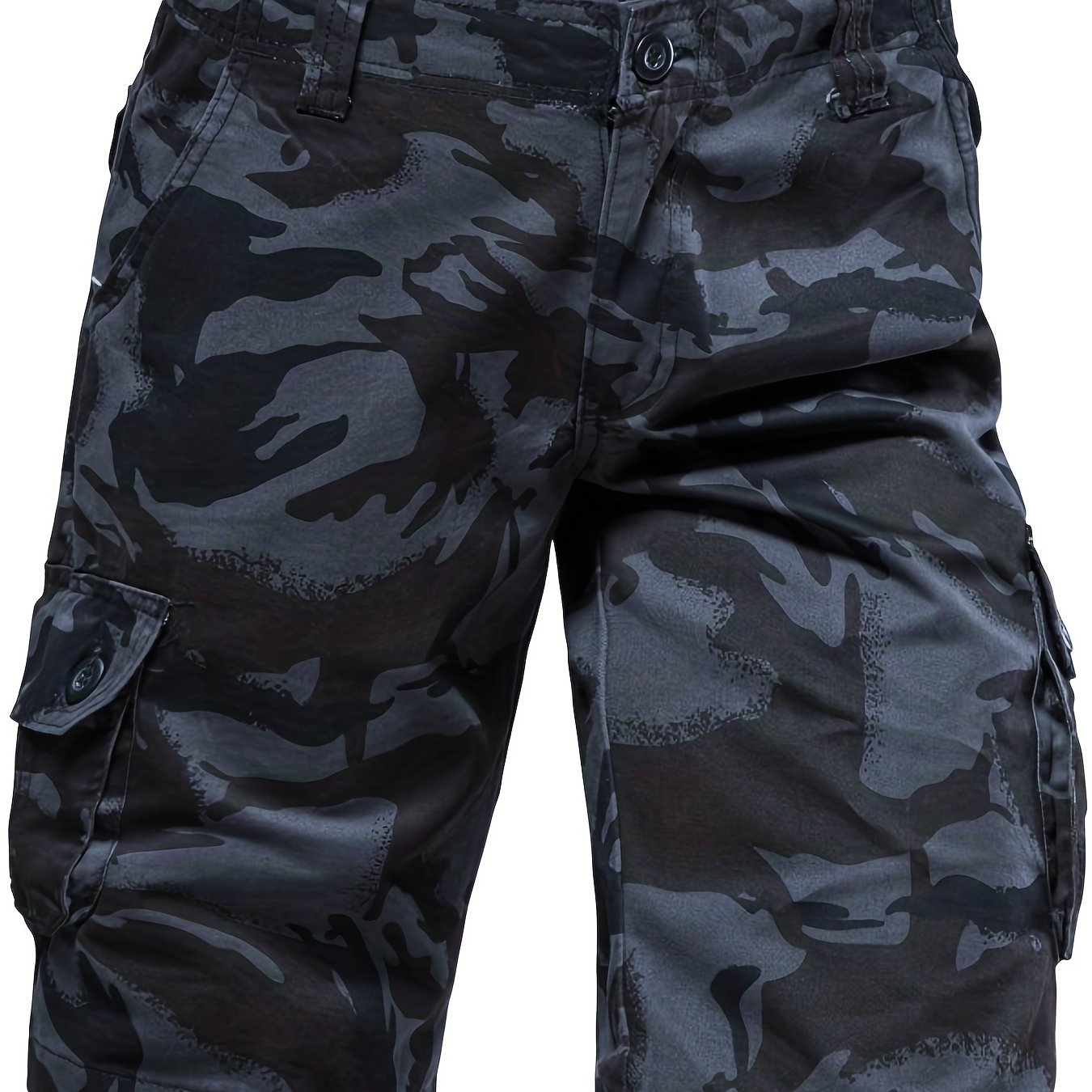 Loose Fit Cotton Camo Pattern Cargo Shorts - Comfortable Summer Shorts with Multiple Pockets, Hand Wash Only, Non-Stretch, Woven Fabric, Perfect for Casual Mens Outfits