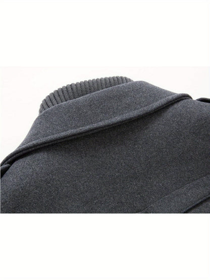Men's Business Woolen Coat Fashion Double Collar Mid-length Woolen Jacket For Autumn/ Winter